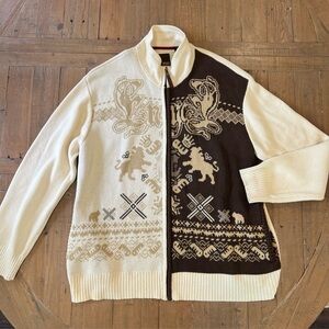 Enyce Vintage Y2K Cardigan Sweater 3XL Zip Front Knit Logo Dragon Streetwear